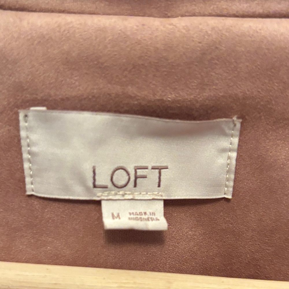 Ladies Faux Suede LOFT Mauve Moto Jacket size Medium - Picture 2 of 7
